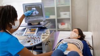 Female doctor doing an ultrasound